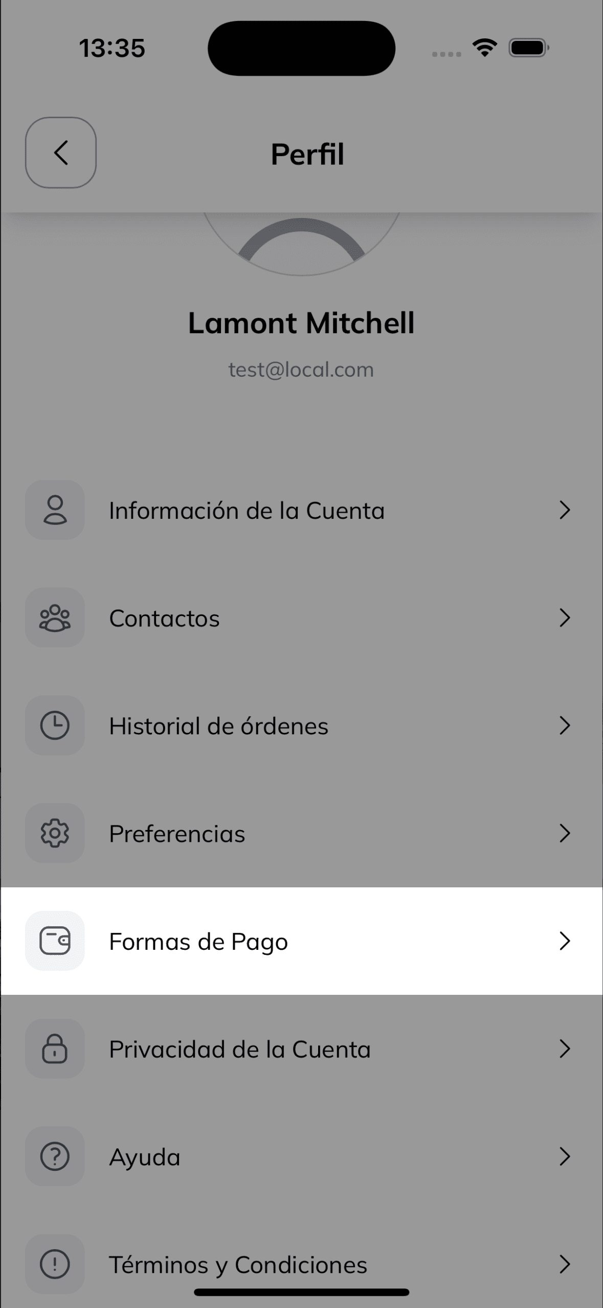 Acceder a las formas de pago