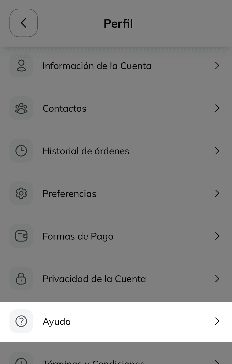 Acceder a la ayuda desde el perfil