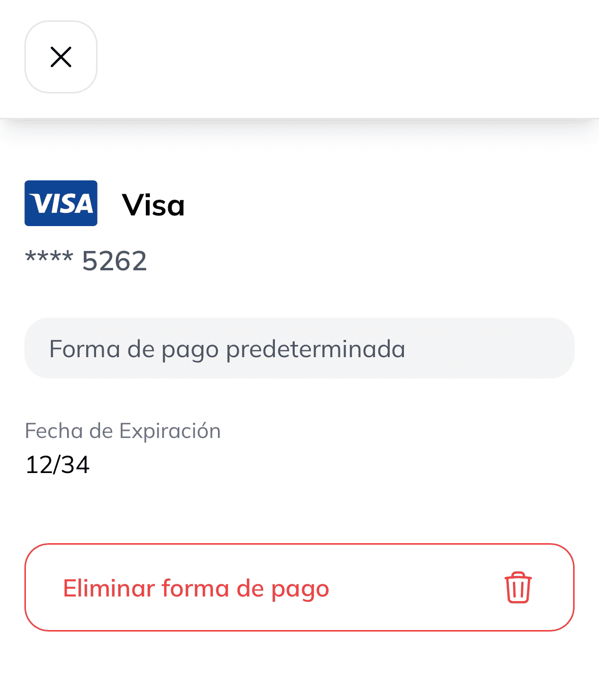 Detalles de una forma de pago