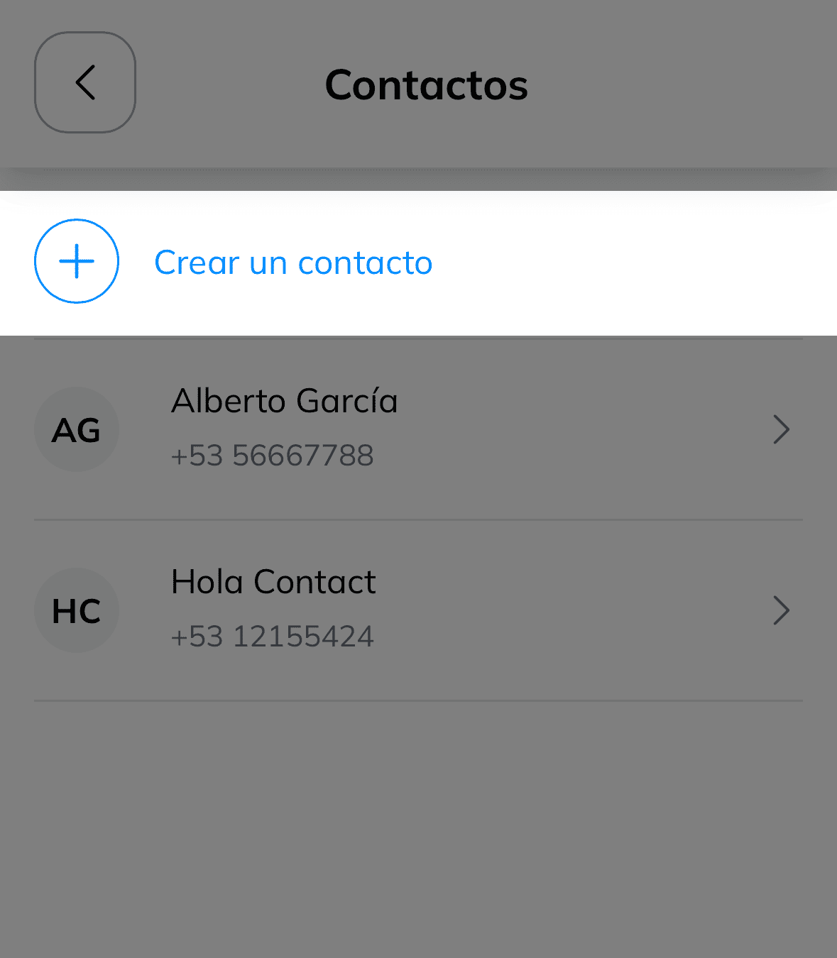 Crear un nuevo contacto
