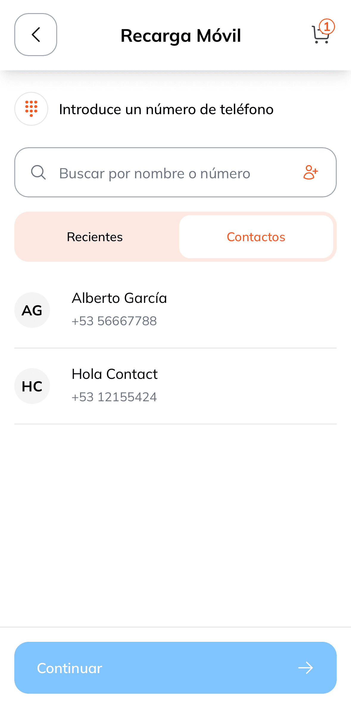 Seleccionar destinatario