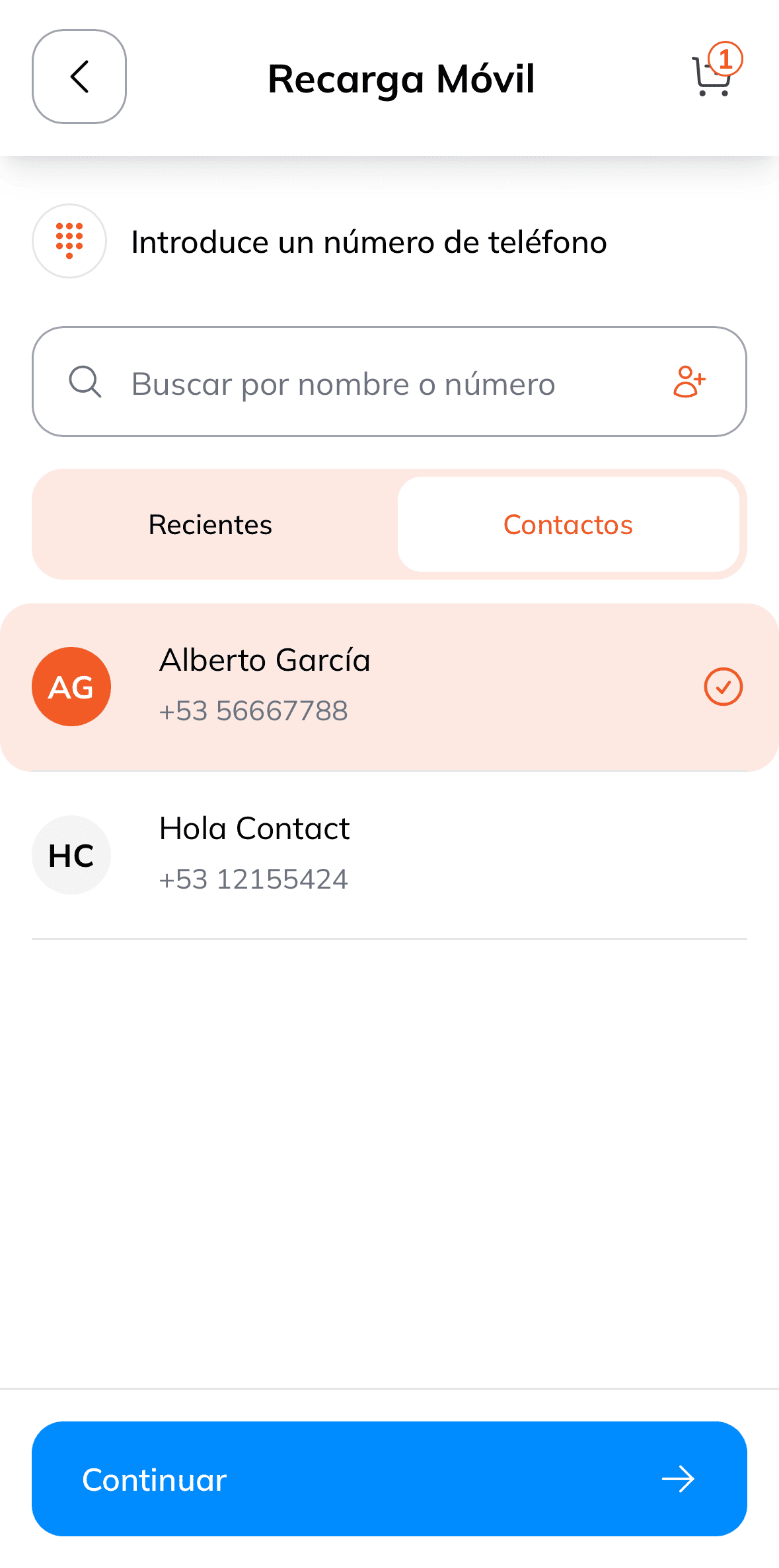 Seleccionar destinatario