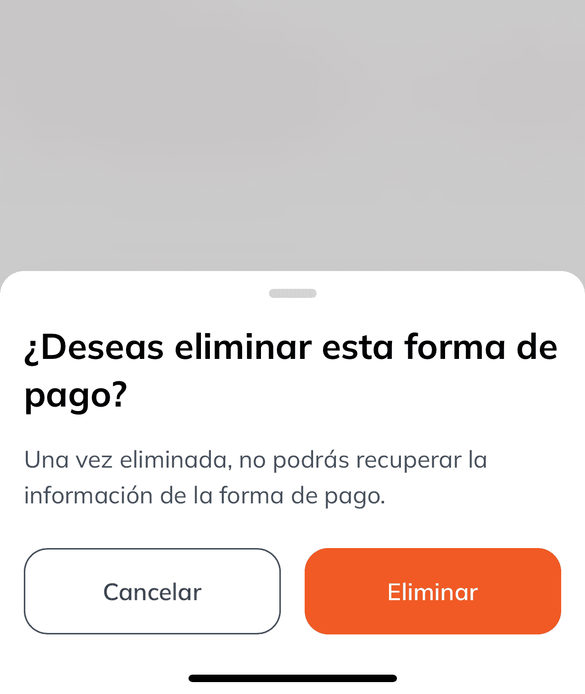 Confirmar eliminación de forma de pago