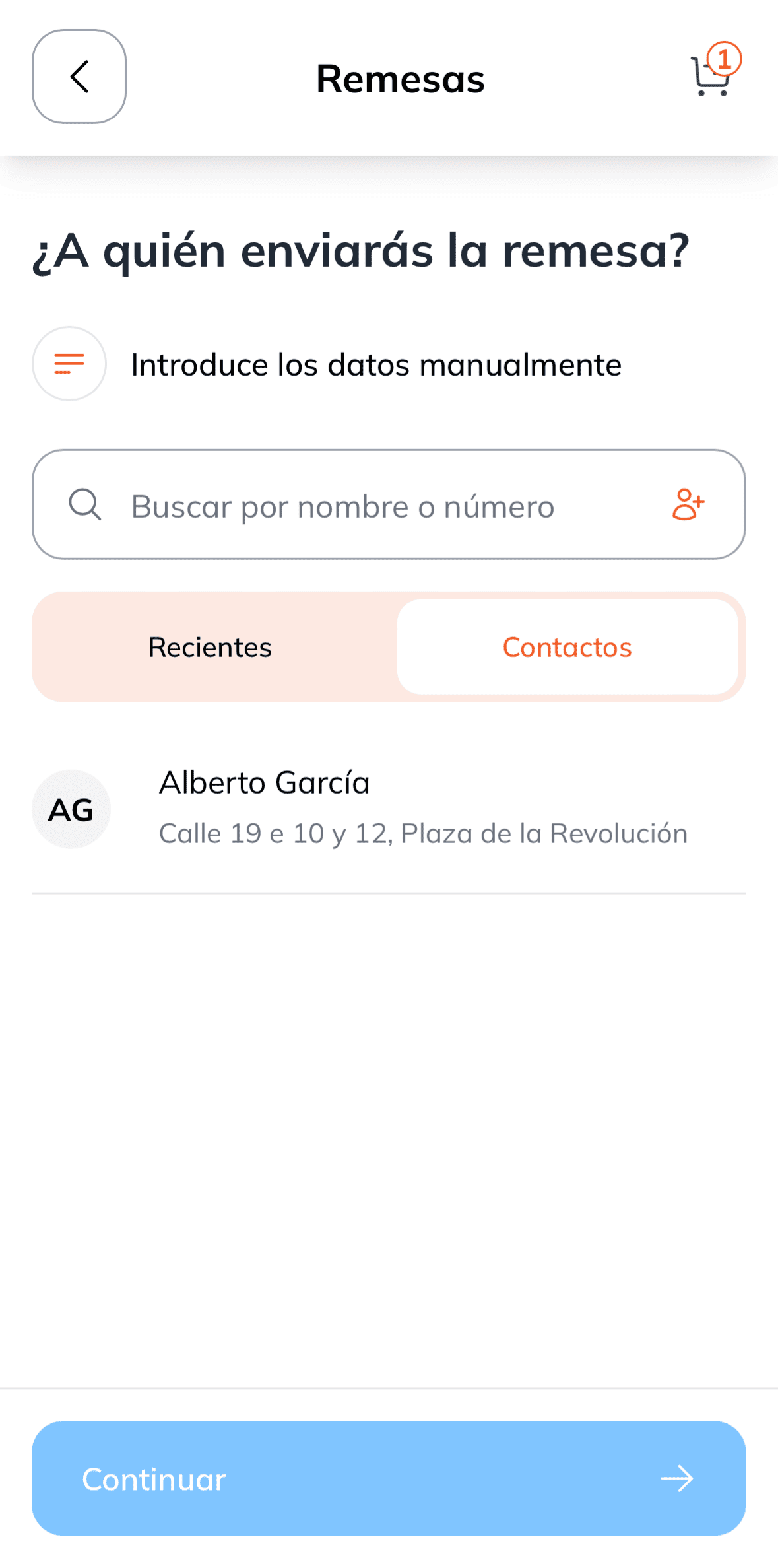 Seleccionar un destinatario